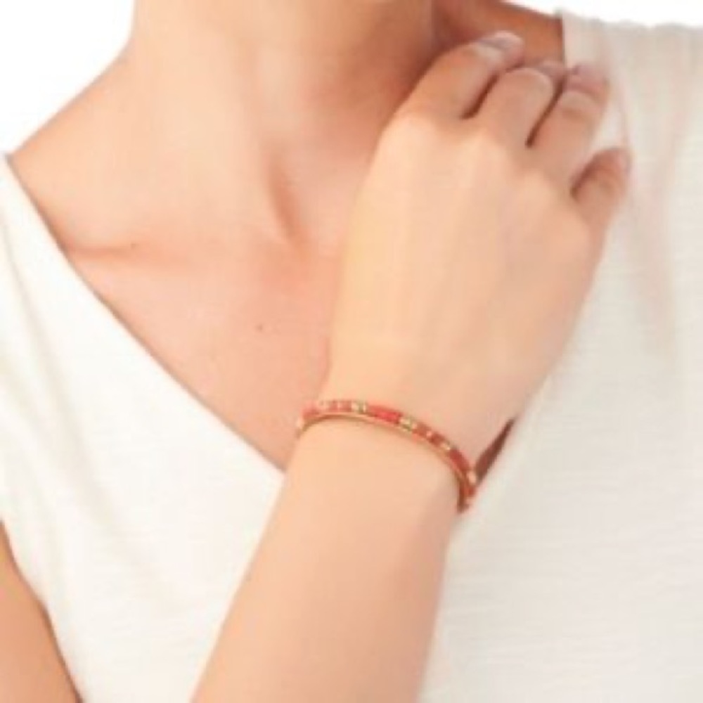 Stella & Dot Bliss Cuff Bracelet Pink Gold Tone Box Included